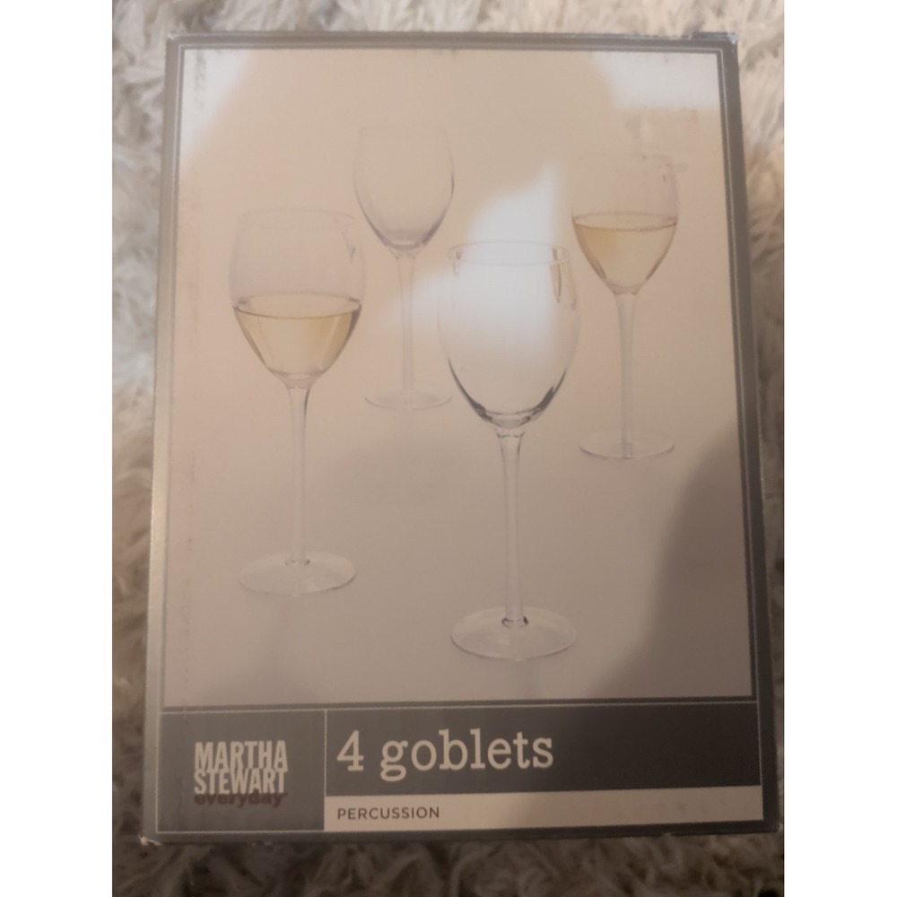 Martha Stewart Everyday Percussion 12oz Glass Goblets Set of 4 Wine Glasses